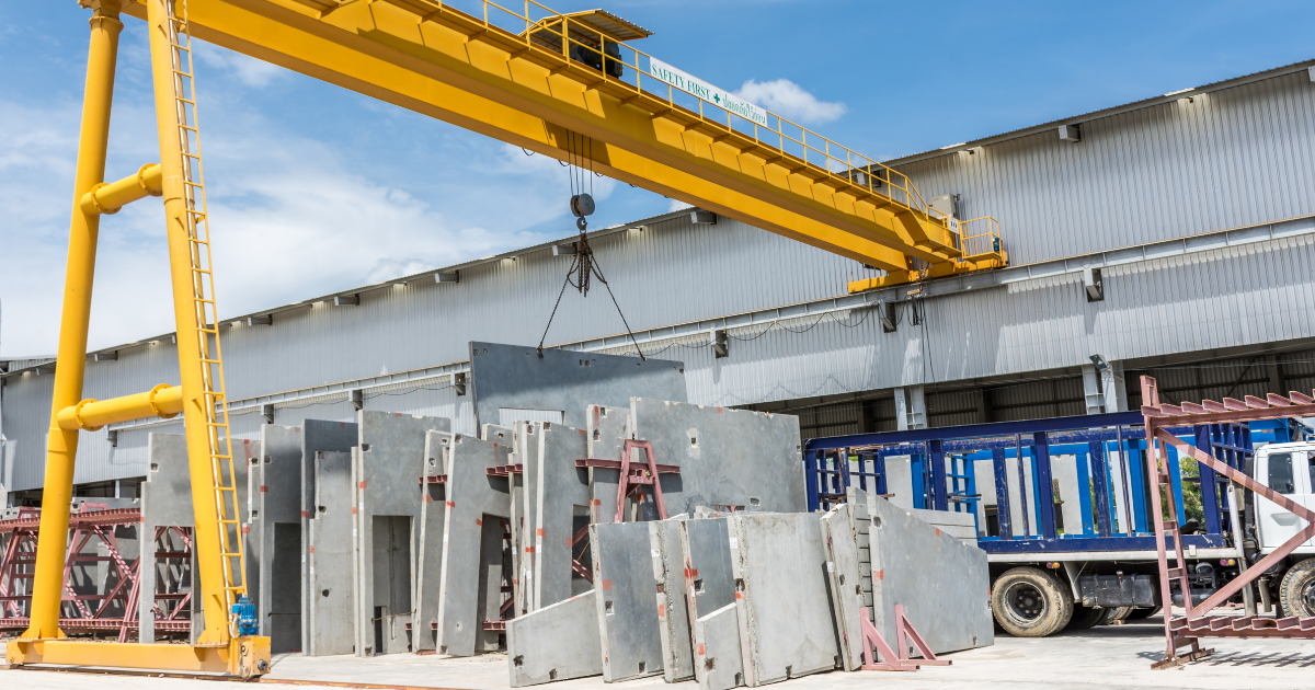 Manutention de pièces béton en préfa